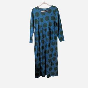 Fresh Produce Blue Dress with Green Cabbage Design